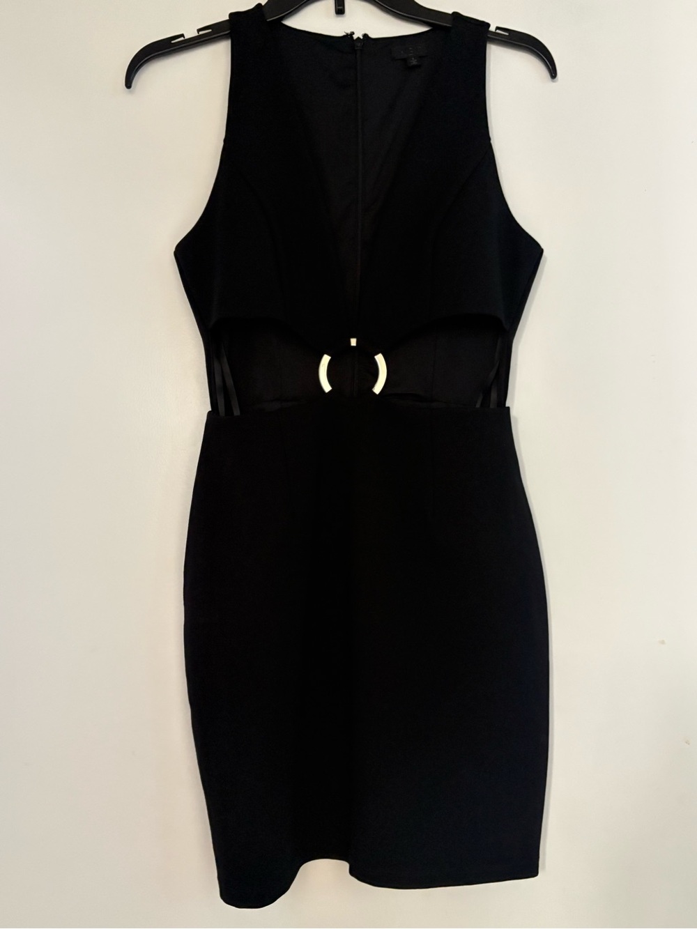 NBD Black Mini Dress with Gold Ring Cutout